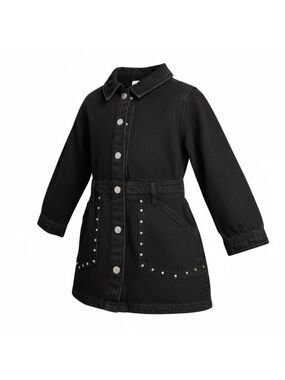 Zara Girls Black Stud-Accent Denim Jacket